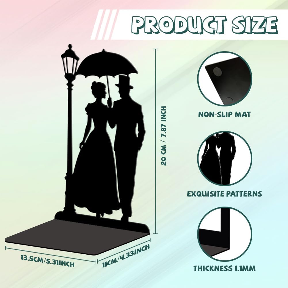 Metal Bookends / Gentleman and Lady with Umbrella