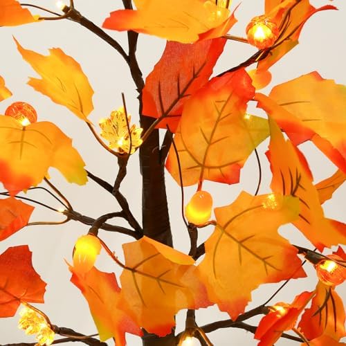 Joyhalo 2 Pack 23.5 Inch Fall Trees with Lights