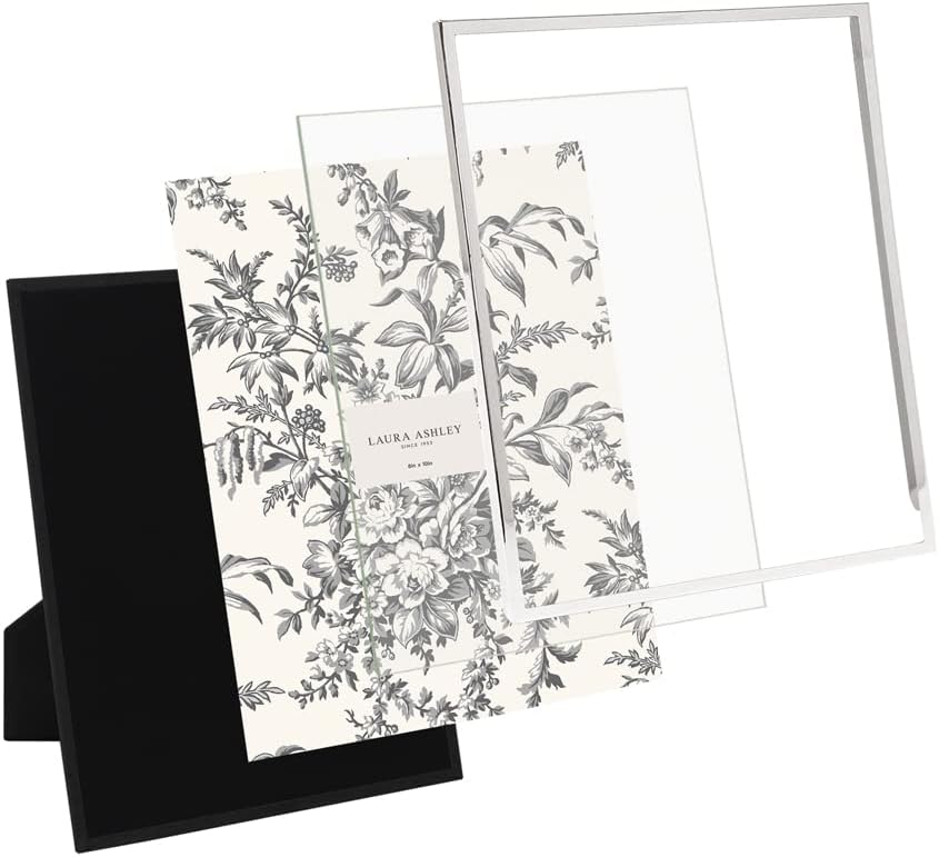 Flat Metal Picture Frame w/Two-Way Easel Stand / 8 x 10 / Silver
