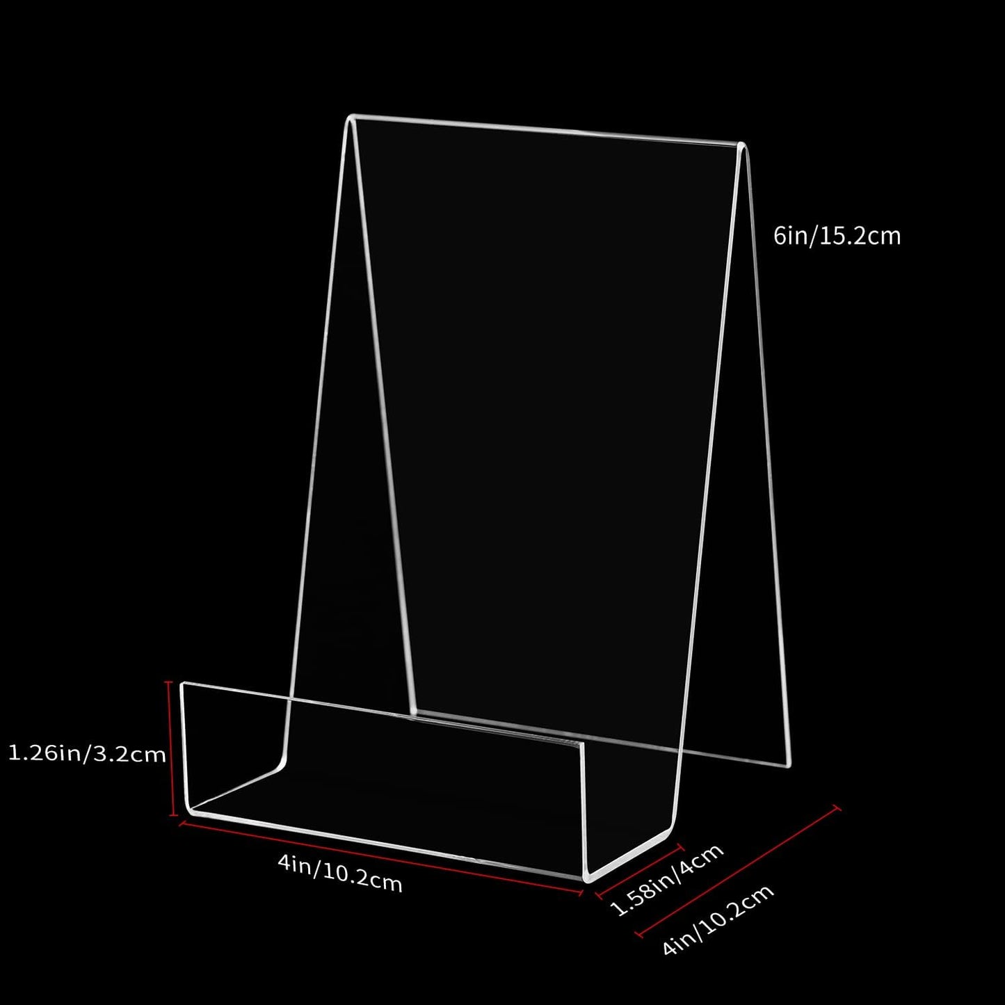 ZOEY Acrylic Book Stand with Ledge Clear Display Easels Plate - 5 Pack Large Book Holder Easel Stand for Display, Music