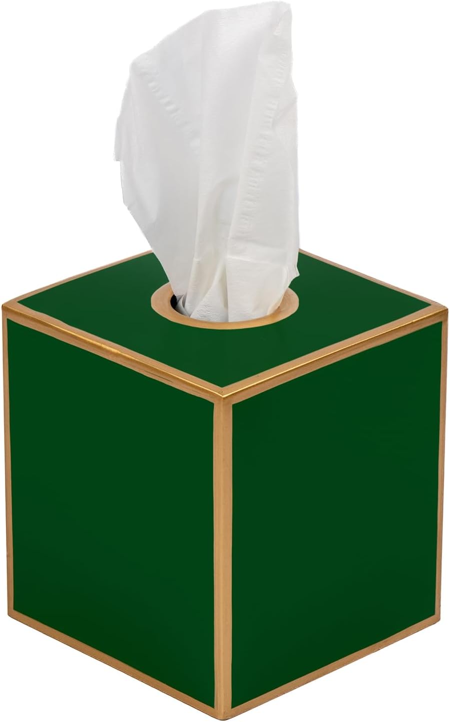 Jaye’s Studio Decorative Square Metal Tissue Box Cover Gold / Emerald Green