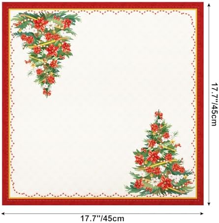 Christmas Tree Floral Cotton Cloth Napkins, 18×18 in, Set of 6