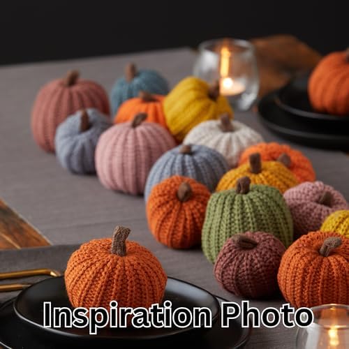 Set of 12 Small 3 inch Knit Pumpkins (Small Knit Assorted 12)