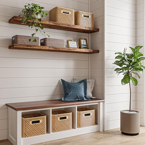 Fixwal Floating Wall Shelves for Decor (Rustic Brown, Set of 2, 47.2Inch)