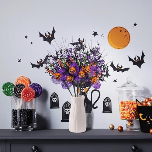 Krissing 6pcs Halloween Picks Branches with Pumpkins