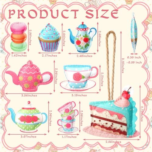 SmoothNovelty 24 Pcs Tea Party Decoration Felt Hanging Ornaments Spring Tea Time Hanging Decoration Teacup Cupcake Teapot Ceiling Decor for Mothers Day Wedding Princess Birthday Talking Party Favor
