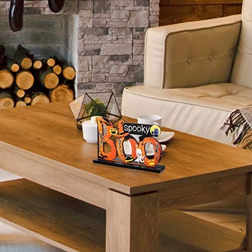 Blulu 3 Pcs 3 Pcs Halloween Decor Indoor Wood Table Sign, Boo