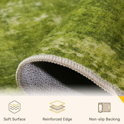 RELEANY Washable 5'x7' Abstract Area Rug for Living Room Grass Green