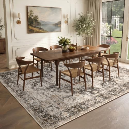 Garvee 8x10 Living Room Rug Soft Vintage Boho Brown Grey Washable Area Rug