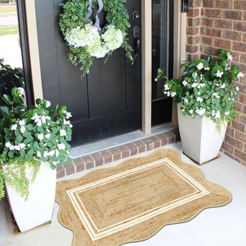 Front Door Rug - 2x3 Jute-Look Doormat Indoor Outdoor Entrance