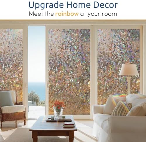 rabbitgoo Rainbow Window Privacy Film, Stained Cling, Brown, 23.6" x 118.1"