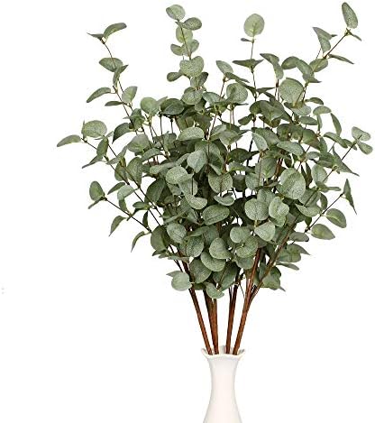 27" Eucalyptus Stems Greenery Stems Eucalyptus Leaf Spray in Silk Plastic Plants / Green / Set of 6