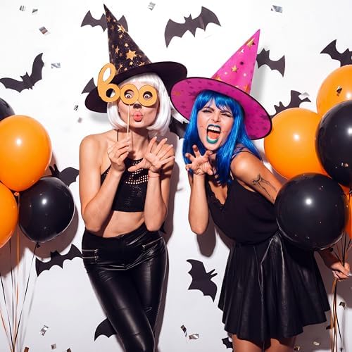 Newcotte 16 Pieces Witch Hats Halloween Costumes for Women Men Modern Witch Hats Fancy Dress Party Decorations