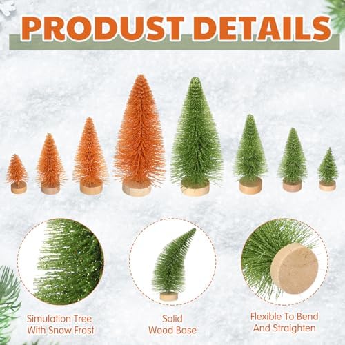 Leyndo 24 Pcs Colorful Sisal Bottle Brush Trees Mini Christmas Tree