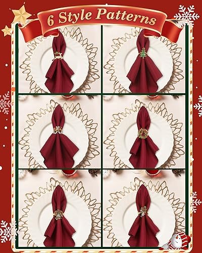 KPOSIYA Christmas Napkin Rings Set of 48, Gold Metal Napkin Holder