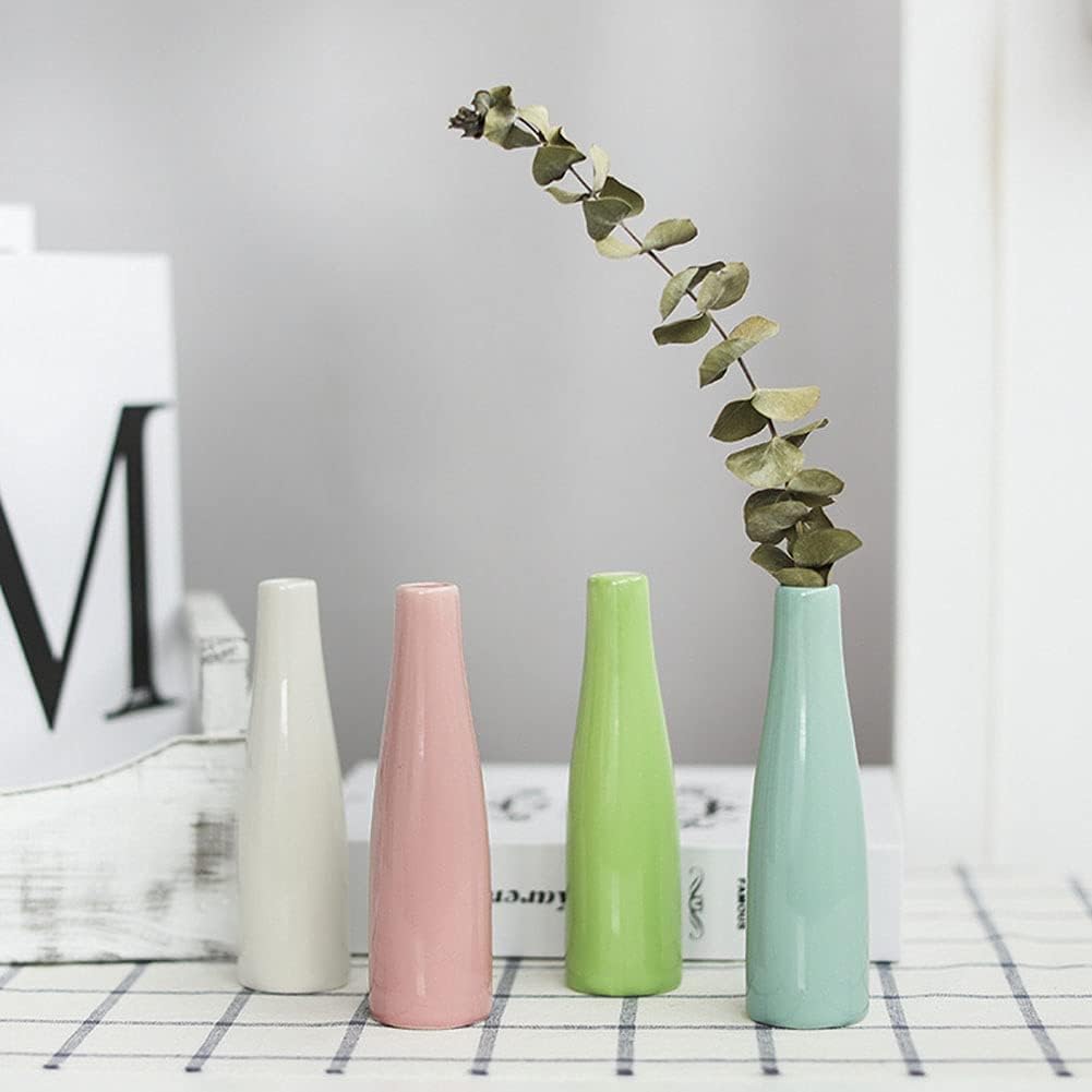 Small Ceramic Vase Flower Bud Vases Modern Minimalist Vase Mini Table Floral Vase / Pink / Set of 2