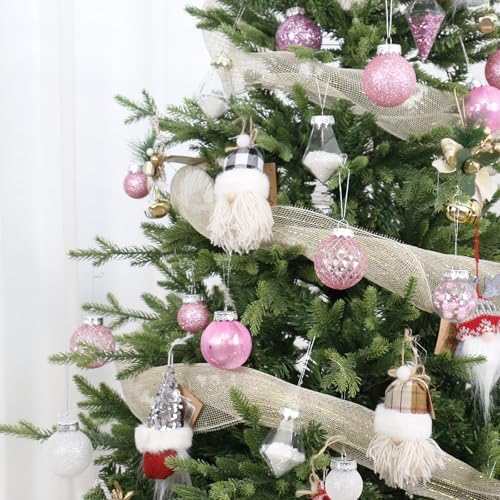 34PCS Pink/White Christmas Ball Ornaments Set for Tree Decor