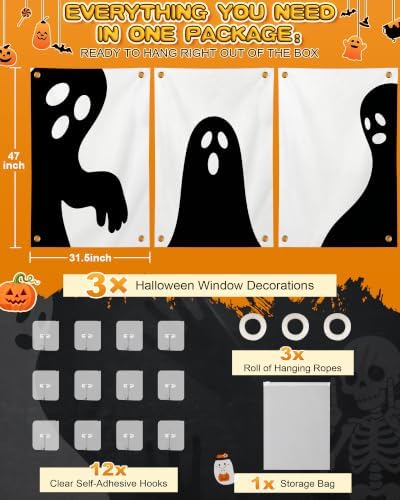 Halloween Window Decorations Ghost Window Silhouettes 3 Pack