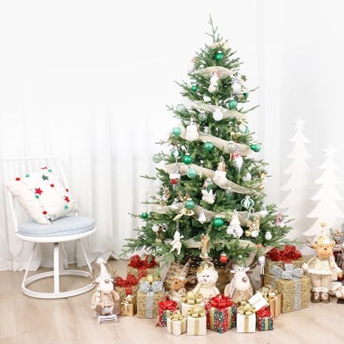 34PCS Green/White Christmas Ball Ornaments Set for Tree Decor