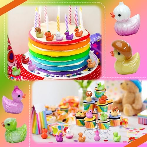 50 Pcs Vegetable Mini Resin Ducks Tiny Veggie Duck Figures Bulk