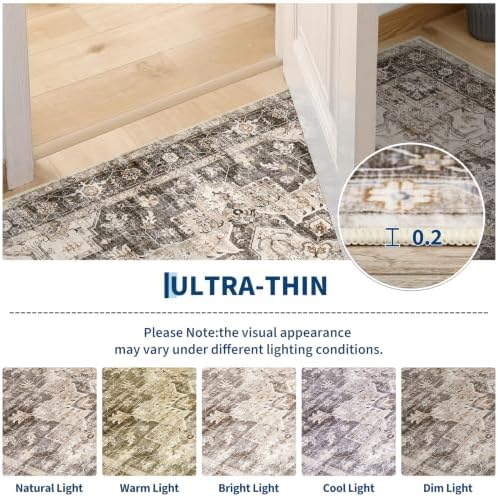 Garvee 6x9 Area Rug Vintage Boho Brown Washable Living Room Rug Non Slip