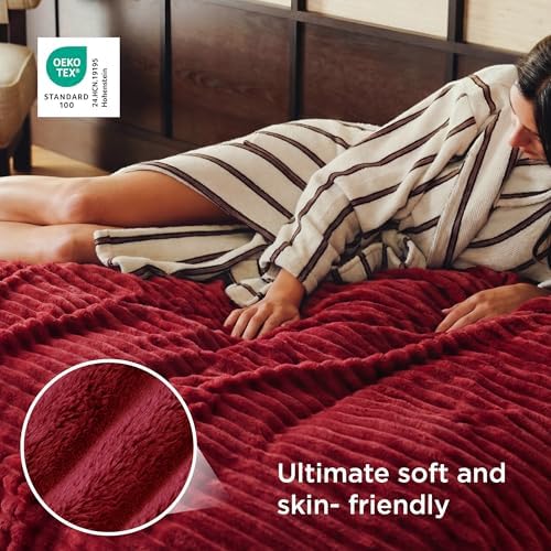 Bedsure Soft Queen Size Blanket for Bed Red 90"x90"