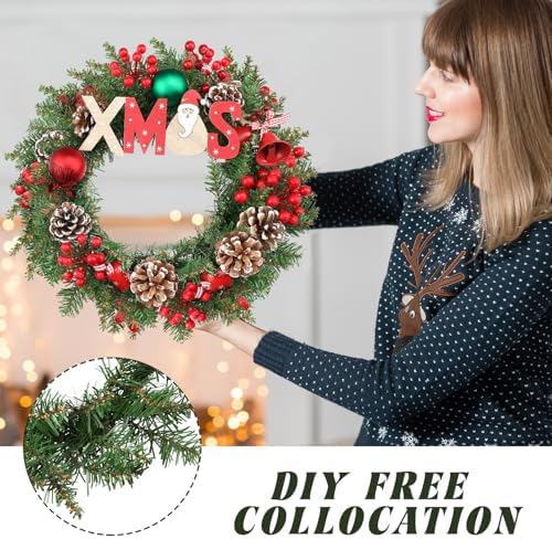 Zeyune 8 Pcs 14" Christmas DIY Green Wreath Artificial Faux Wreath, Fresh