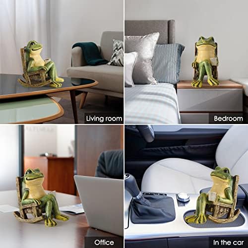 FOXMIS Miniature Frog Garden Statue Mom Dad Gifts Home Decorations Fairy Garden Accessories Outdoor Lights Solar Garden
