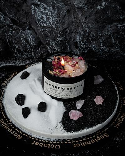 Magnetic AS F*CK, Hande Made Chakra Candle, Magic Attraction, Manifestation Crystal, Self Love, Ritual Meditation (8oz).