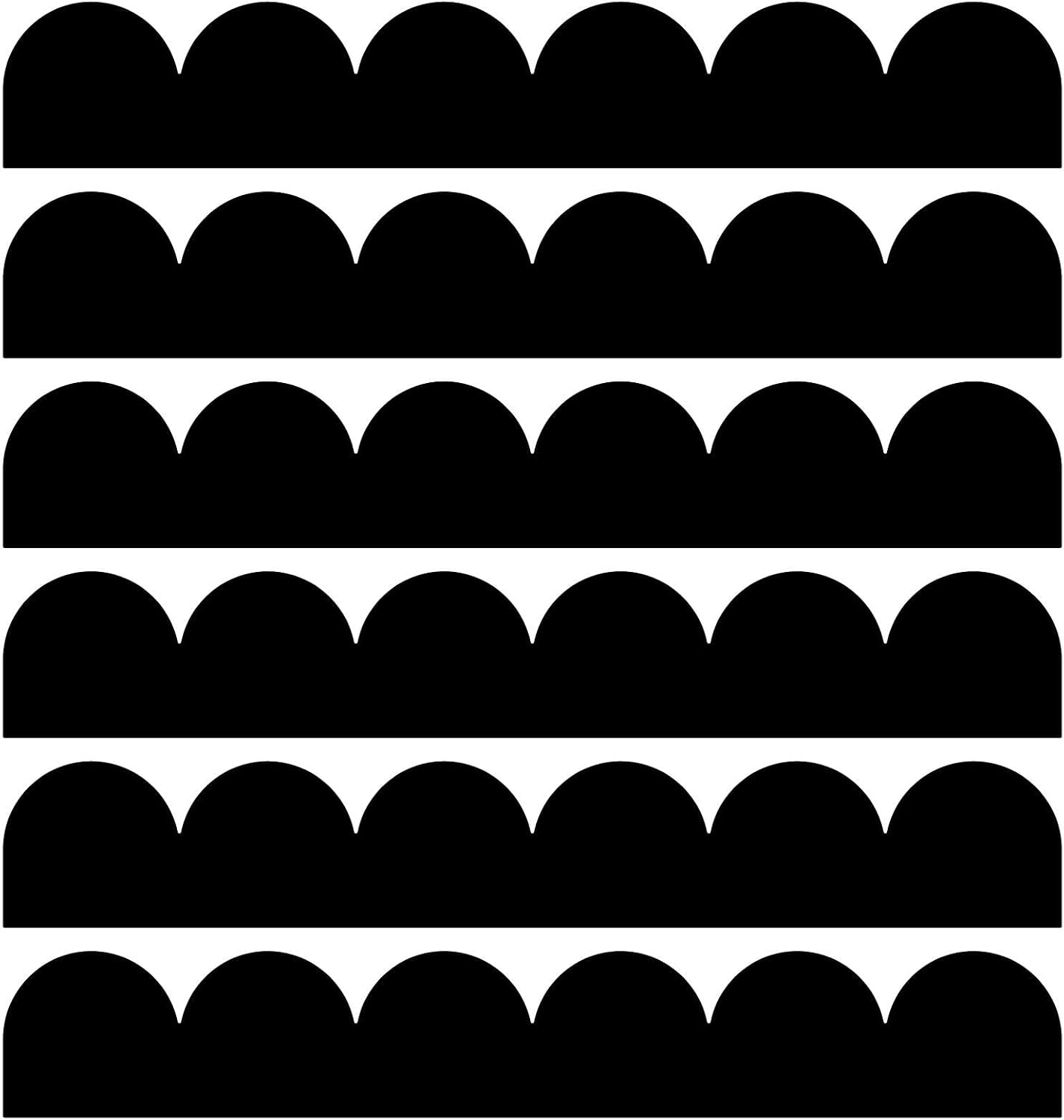 Scallop Border Decals Scalloped Trim Peel and Stick Vinyl Black Wall Stickers Edge Scallop / Black A