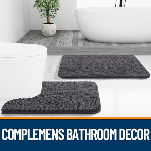 OLANLY Large Bathroom Rugs 40x32, Extra Soft Absorbent Chenille Bath Rugs