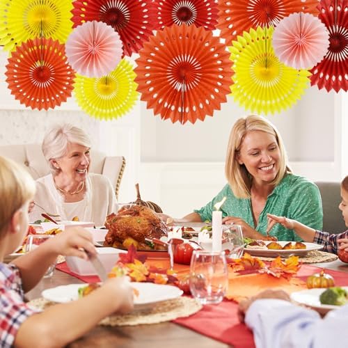 BEISHIDA Honeycomb Round Paper Fans Fall Orange Hanging Party Decoration