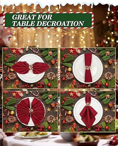 KPOSIYA Christmas Napkin Rings Set of 12, Gold Metal Napkin Holder