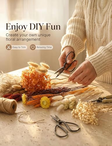 DIY Dried Flower Set, Bulk Dried Flowers Bouquet, Dried Flower Vase Arrangement, Autumn Decoration,Dried Flowers with Stems. (Fall)
