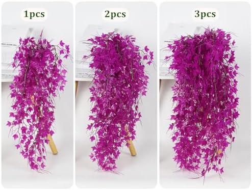 RECUTMS 3Pcs Fake Hanging Plant Artificial Ivy Leaf Faux Vine Plant Outdoor