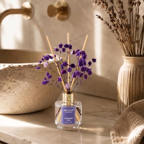 Airkeep Reed Diffuser Set of 3,Clean Linen Lavender Field Cedar Wood Oil Reed Diffusers for Bedroom Living Room Office