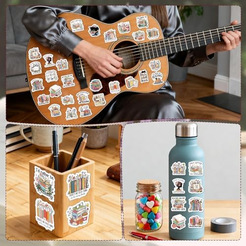 100 Pcs Book Lover Reading Stickers Vintage Bookish Sticker