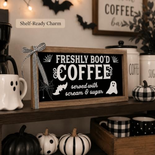 Halloween Coffee Bar Decor Freshly Booed Coffee Sign Wall Table
