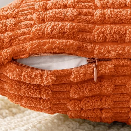 MIULEE Fall Corduroy Decorative Throw Pillow Covers 20x20 Orange Pack of 2