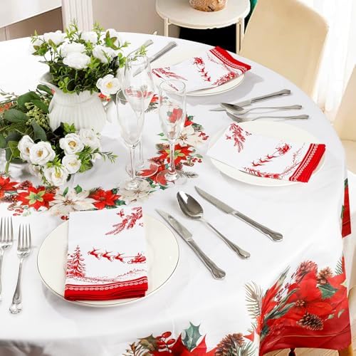 Christmas Tree Cotton Cloth Napkins, Farmhouse, 18×18 in, Set of 4