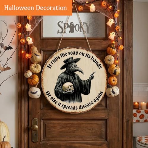 Gothic Halloween Decorations Wooden Sign for Bathroom Toilet