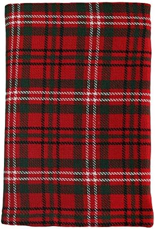 DG Collections Dinner Napkins, 100% Cotton Over Sized Kitchen Napkins, Set of 12 Pack (19 x 19 Inch) Red & Green Plaid for Christmas and Thanksgiving with Mitered Corner and Lint Free