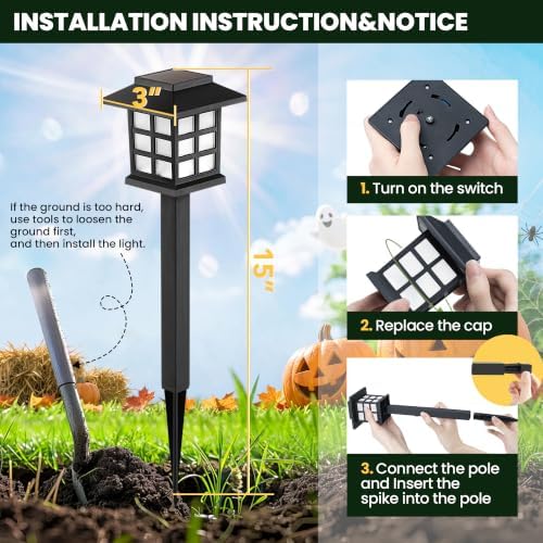 GIGALUMI Halloween Solar Lights Outdoor,12ps Purple Halloween Decorations.