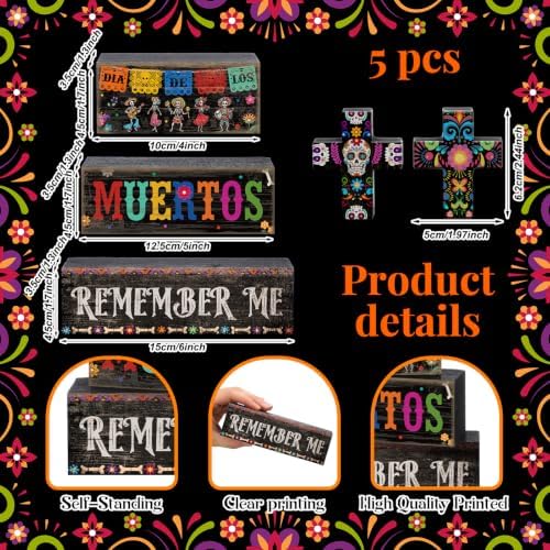 Moucuny 4 Pcs Day of the Dead Table Decor Dia De Los Muertos Decoration