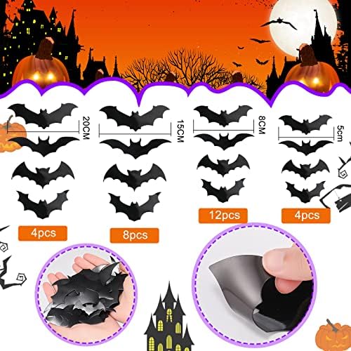 Flutesan 28 Pieces Halloween Bats Car Magnet 4 Sizes, Black