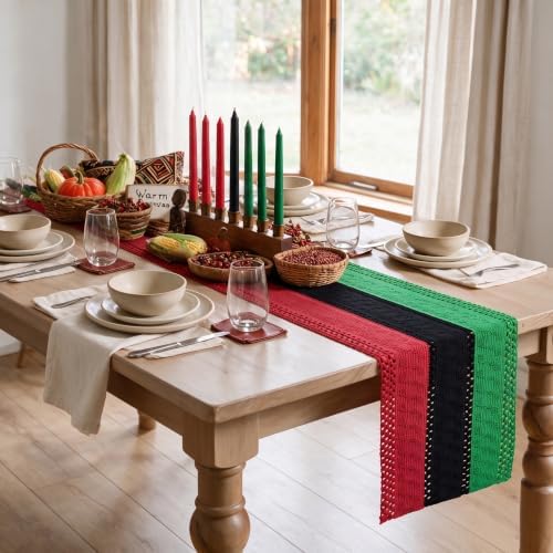 Artoid Mode Green Black Red Farmhouse Rustic Table Runner 12x72 Inch