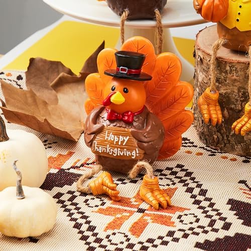JOYIN 3 PCS Thanksgiving Turkey Tabletop Centerpiece, Resin Figurines for Fall Harvest, Autumn Home Decoration, Indoor Kitchen Decor & Party Supplies