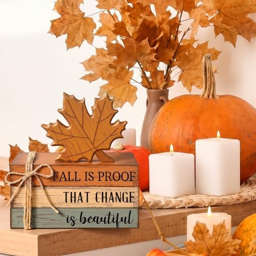4 Pcs 4 Pcs Fall Decoration for Home Wooden Maple Leaf Decor