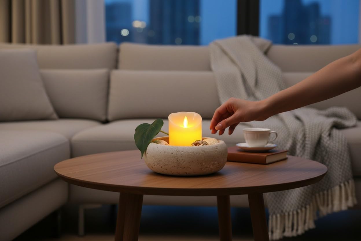 Candle / 7.5" Stone Candy Bowl / Natural