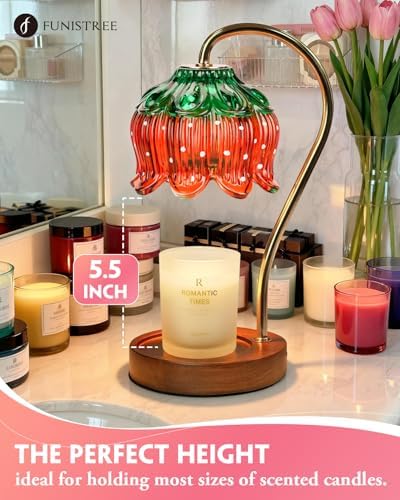 Funistree Flower Candle Warmer Lamp with Timer, Dimmable Candle Lamp Warmer, Christmas Birthday Gifts for Women Mom